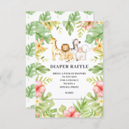 Oh Baby Jungle Baby Shower Diaper Raffle Inbjudningar