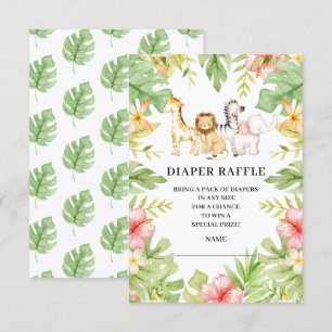 Oh Baby Jungle Baby Shower Diaper Raffle Inbjudningar