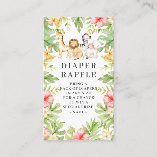 Oh Baby Jungle Baby Shower Diaper Raffle Tilläggskort (Framsida)