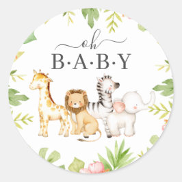 Oh Baby Jungle Baby Shower Favor Classic Round St. Runt Klistermärke
