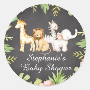 Oh Baby Jungle Baby Shower Favor Classic Round St. Runt Klistermärke