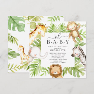 Oh Baby Jungle Baby Shower-inbjudan Inbjudningar