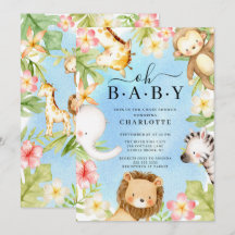 Oh Baby Jungle Baby Shower-inbjudan