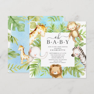 Oh Baby Jungle Baby Shower-inbjudan Inbjudningar