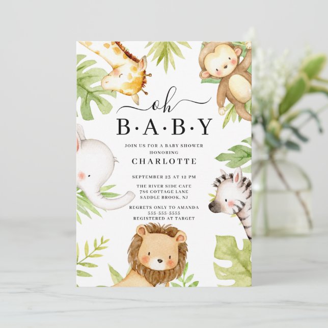 Oh Baby Jungle Baby Shower-inbjudan Inbjudningar (Stående Fram)