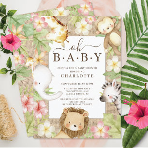 Oh Baby Jungle Baby Shower-inbjudan Inbjudningar