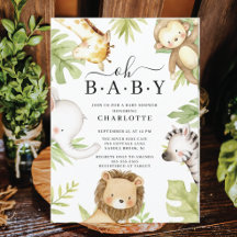 Oh Baby Jungle Baby Shower-inbjudan