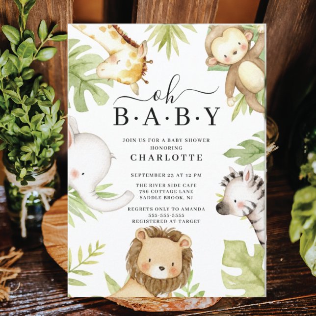Oh Baby Jungle Baby Shower-inbjudan Inbjudningar (Skapare uppladdad)