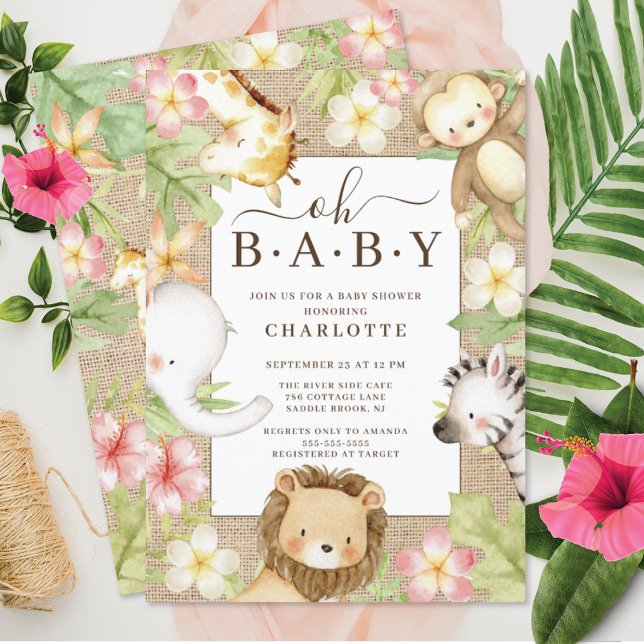 Oh Baby Jungle Baby Shower-inbjudan Inbjudningar (Skapare uppladdad)