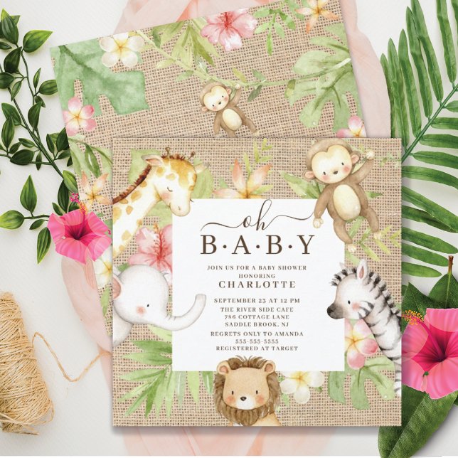 Oh Baby Jungle Baby Shower-inbjudan Inbjudningar (Skapare uppladdad)