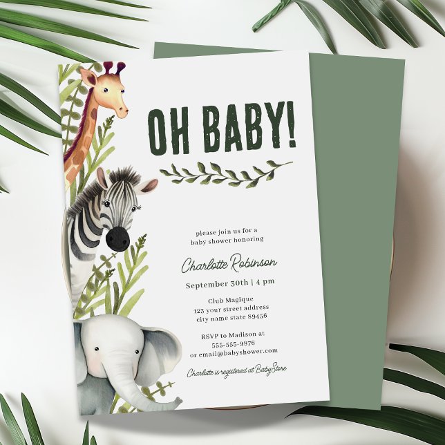 Oh Baby Jungle Baby Shower-inbjudan Inbjudningar (Skapare uppladdad)