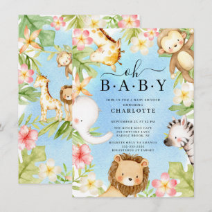Oh Baby Jungle Baby Shower-inbjudan Inbjudningar