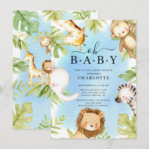 Oh Baby Jungle Baby Shower-inbjudan Inbjudningar