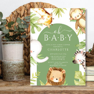 Oh Baby Jungle Baby Shower Inbjudningar