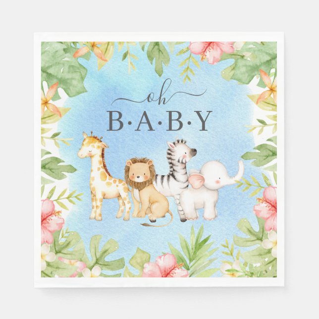 Oh Baby Jungle Baby Shower Pappra Napkins Pappersservett (Framsidan)