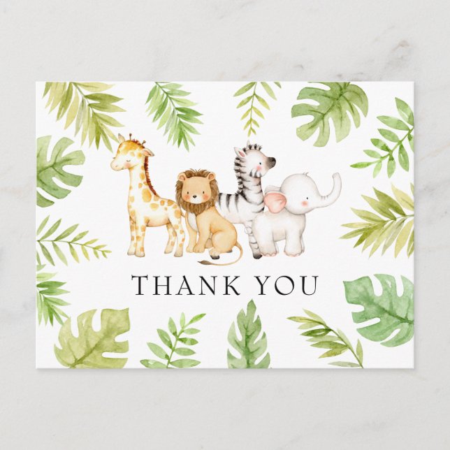 Oh Baby Jungle Baby Shower Tack vykort (Framsida)