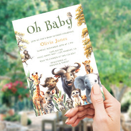 Oh Baby Jungle Gender Neutral Baby Shower Inbjudningar