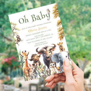 Oh Baby Jungle Gender Neutral Baby Shower Inbjudningar