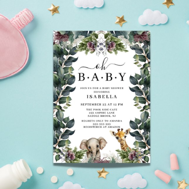 Oh baby Jungle safari animal babydusch Inbjudningar (Skapare uppladdad)