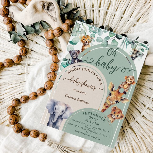 Oh Baby Jungle Safari Animals Baby Shower Inbjudningar (Skapare uppladdad)