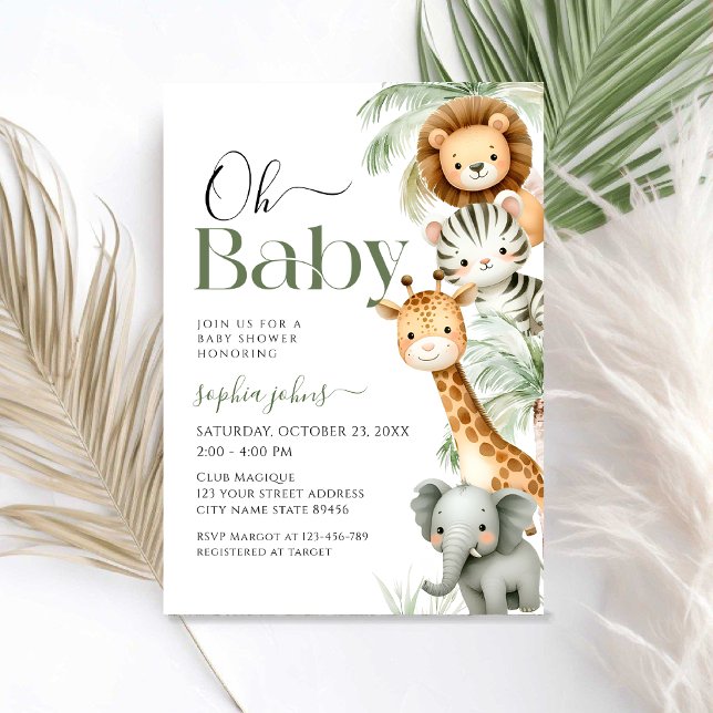Oh Baby Jungle Safari Animals Party Baby Shower Inbjudningar (Skapare uppladdad)