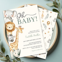 Oh Baby Jungle Safari Baby Shower-inbjudan