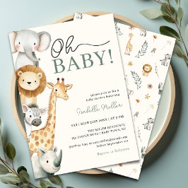 Oh Baby Jungle Safari Baby Shower-inbjudan Inbjudningar