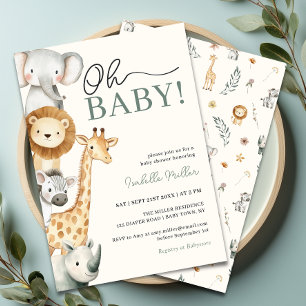 Oh Baby Jungle Safari Baby Shower-inbjudan Inbjudningar