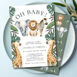 Oh Baby Jungle Safari Baby Shower-inbjudan Inbjudningar