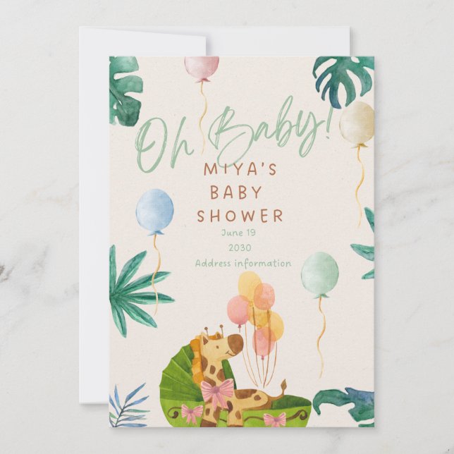 Oh Baby! Jungle Safari Baby Shower Invitation Inbjudningar (Framsida)