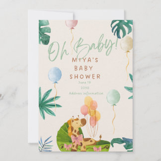 Oh Baby! Jungle Safari Baby Shower Invitation Inbjudningar