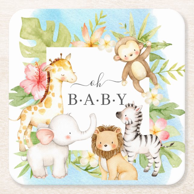 Oh Baby Jungle Underlägg Papper Kvadrat (Framsidan)
