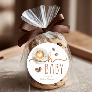 Oh Baby Kaffe Baby Shower Förmånsetikett Runt Klistermärke