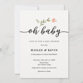 "Oh Baby" Kalligraphy Baby Shower-inbjudan Inbjudningar