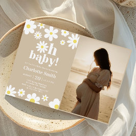 Oh Baby Kön Neutral Daisy Baby Shower Photo Inbjudningar