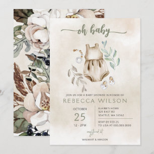 Oh Baby Könsneutral Boho Barnkal Invitation Inbjudningar