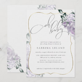 Oh Baby Lavender Blommigt Ro Chic Baby Shower Inbjudningar