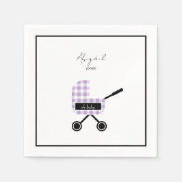 Oh Baby Lavender Gingham Pram Baby Shower Napkins Pappersservett