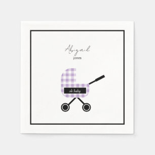 Oh Baby Lavender Gingham Pram Baby Shower Napkins Pappersservett