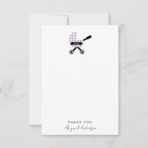 Oh Baby Lavender Gingham Pram Baby Shower Tack Kort