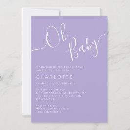 Oh Baby Lavender Lila Gender Neutral Baby Shower Inbjudningar