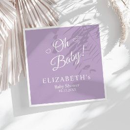 "Oh Baby" Lavender Modern minimalist Baby Shower Pappersservett