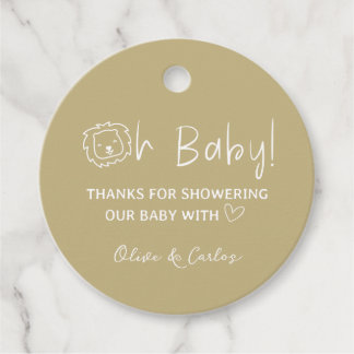 Oh Baby Lejon och Heart Tack Baby Shower Gåvor Etiketter