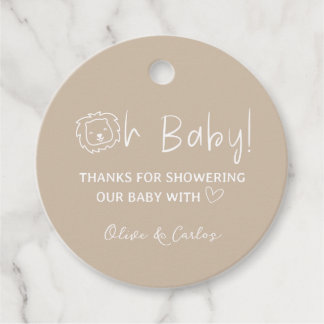 Oh Baby Lejon och Heart Tack Baby Shower Gåvor Etiketter