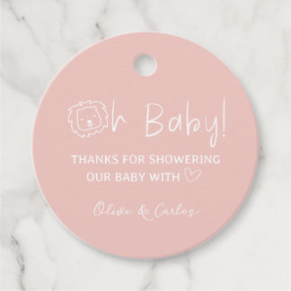 Oh Baby Lejon och Heart Tack Baby Shower Gåvor Etiketter