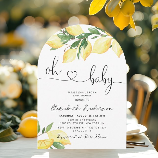 Oh Baby Lemon Citrus Baby Shower-inbjudan Inbjudningar (Skapare uppladdad)