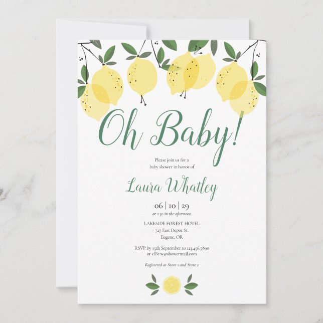 Oh Baby Lemons Baby Shower Inbjudningar (Framsida)