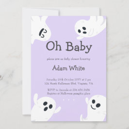 Oh Baby Lila Spooky Ghost Halloween Baby Shower Inbjudningar