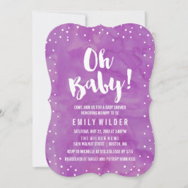 Oh Baby Lila Watercolor Baby Shower Inbjudningar