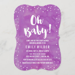 Oh Baby Lila Watercolor Baby Shower Inbjudningar